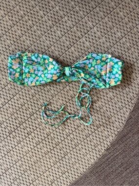 Skatie Green Floral Bandeau Bikini Top with Knot